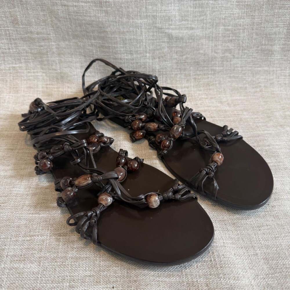 Zara Women's Brown and Black Sandals